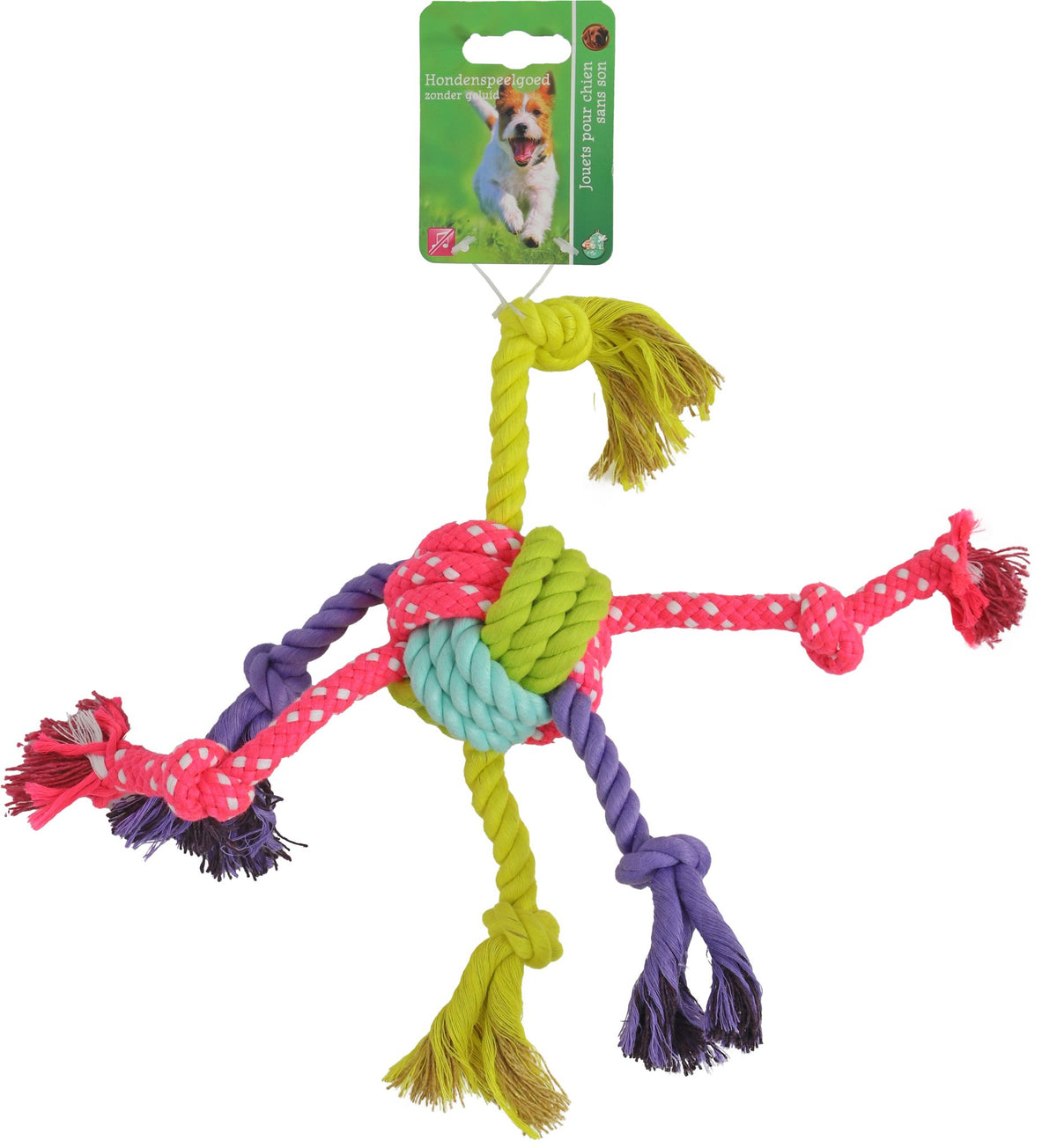 Boon hond speelgoed knoopbal + knoopslierten 33cm