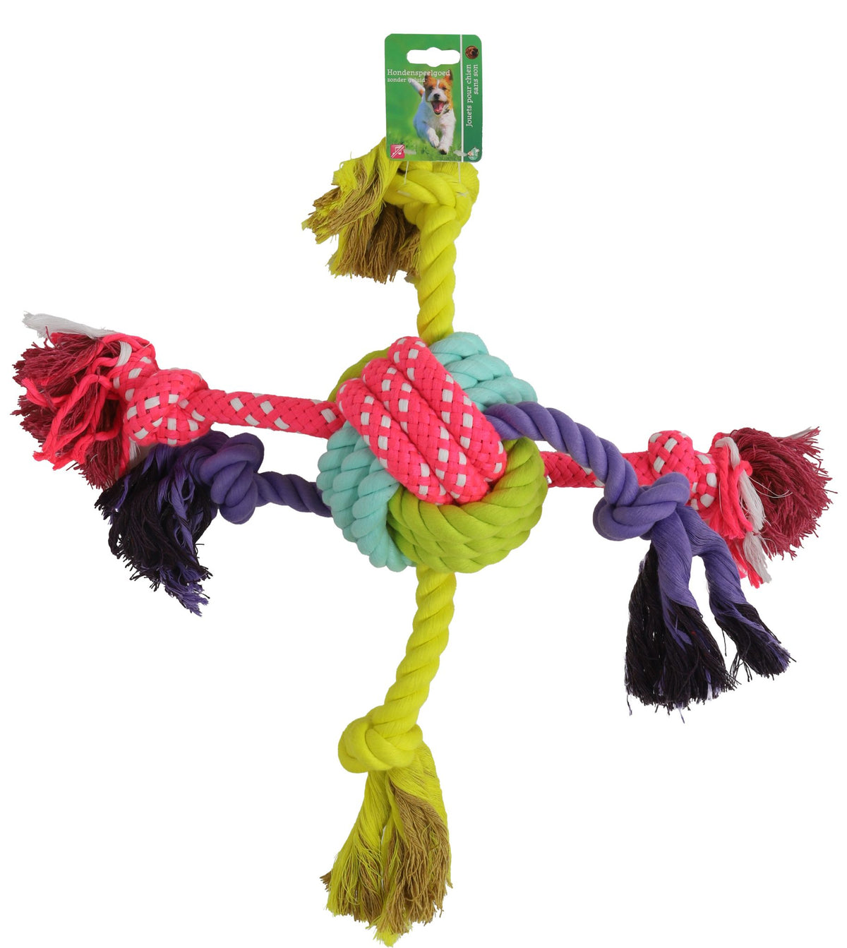 Boon hond speelgoed knoopbal + knoopslierten 58cm