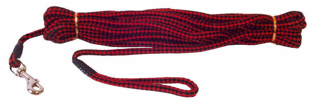 Boon Dog fashion gevlochten nylon looplijn met muskaton rood/zwart, 10 mm, 10 meter.