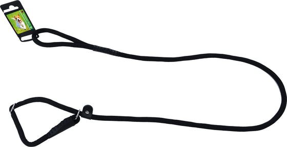 Retrieverlijn met dubbele stop nylon rond luxe 1.0 cm x 150 cm, zwart.