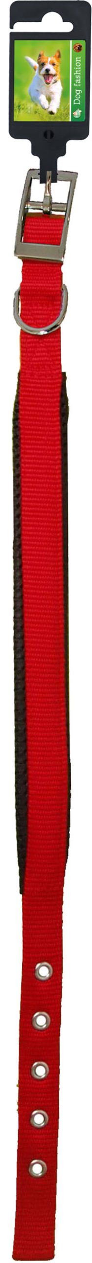 Boon Dog fashion halsband nylon “SP” dubbel 25 mm x 55 cm, rood.