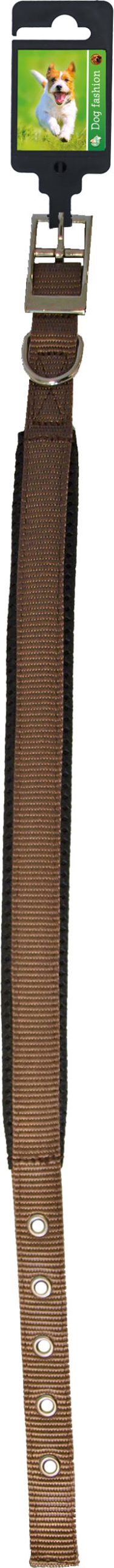 Boon Dog fashion halsband nylon “SP” dubbel 25 mm x 55 cm, bruin.