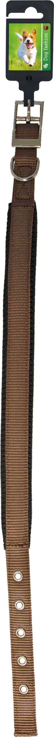 Boon Dog fashion halsband nylon “SP” dubbel 25 mm x 65 cm, bruin.
