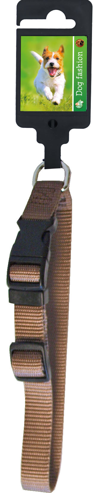 Boon Dog fashion halsband nylon verstelbaar 15 mm, 25-40 cm bruin.
