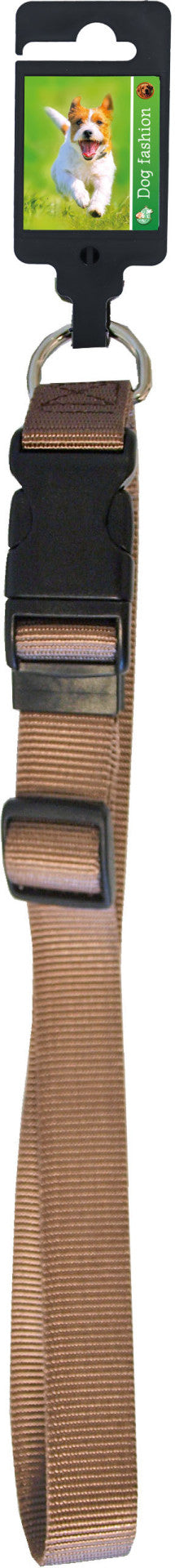 Boon Dog fashion halsband nylon verstelbaar bruin 25 mm, 55-70 cm.