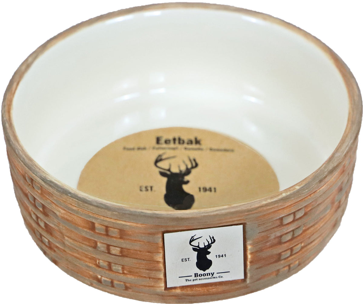 Boony “Est 1941” eetbak steen wicker sand, 12 cm.