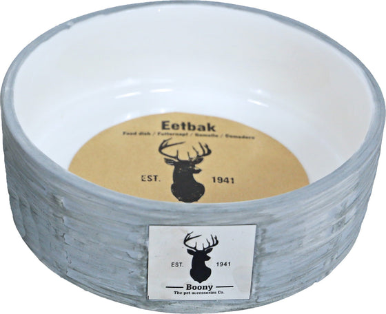 Boony “Est 1941” eetbak steen wicker grey, 18 cm.