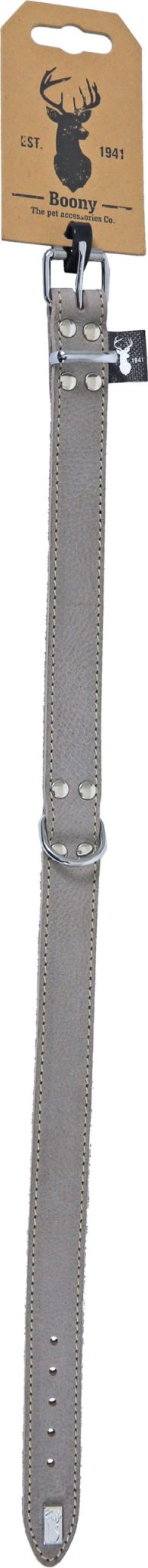 Boony ‘Est 1941’ halsband leder 20 mm/50 cm, grey.