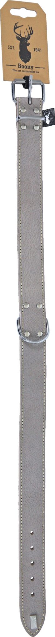 Boony ‘Est 1941’ halsband leder 25 mm/55 cm, grey.