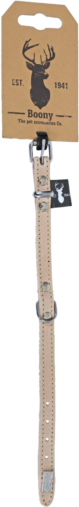 Boony ‘Est 1941’ halsband leder 10 mm/25 cm, sand.