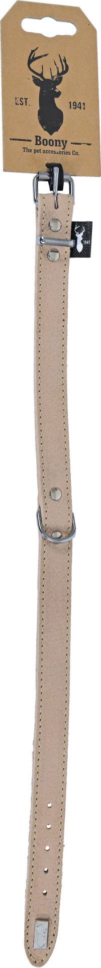 Boony ‘Est 1941’ halsband leder 18 mm/45 cm, sand.