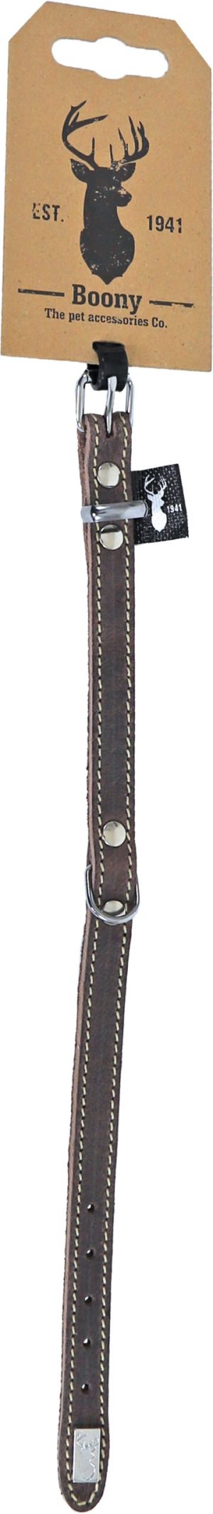 Boony ‘Est 1941’ halsband leder 10 mm/25 cm, brown.