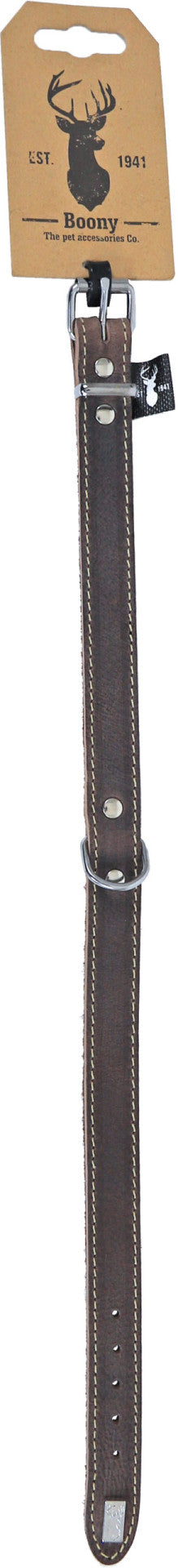 Boony ‘Est 1941’ halsband leder 16 mm/40 cm, brown.