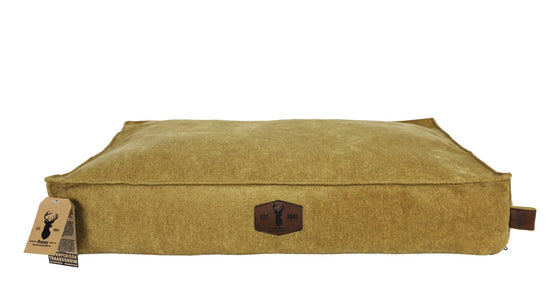 Boony est 1941 premium ligkussen ortho.Ochre yellow 80x60x14cm