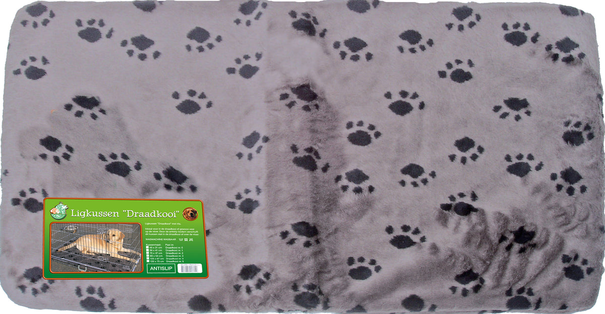 Boon draadkooikussen anti-slip grijs/paw voor nr. 4, 105×67 cm.