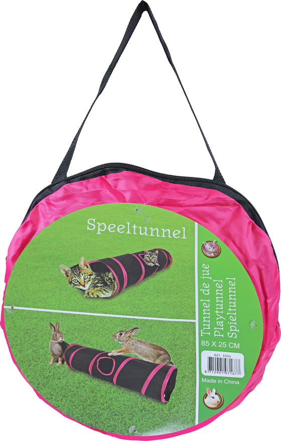 Boon speeltunnel nylon 85×25 cm, zwart/roze.
