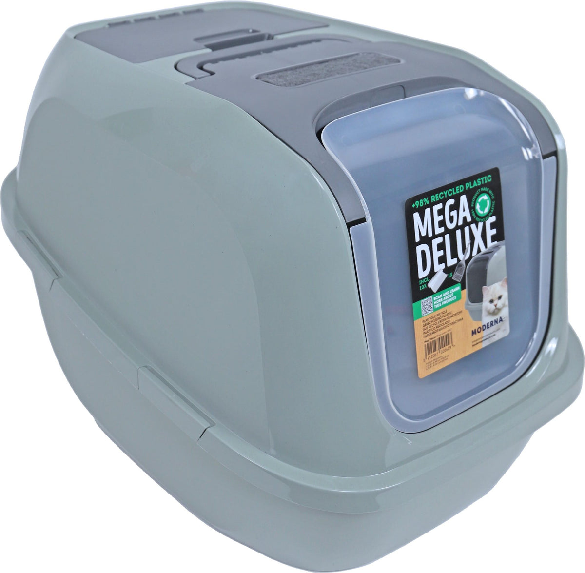Moderna kattentoilet Mega Deluxe, recycle olive green.