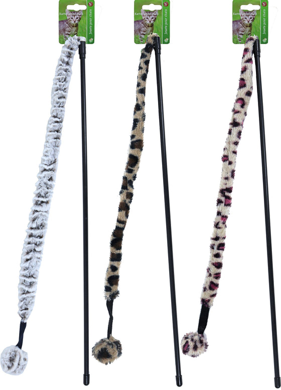 Boon kattenspeelgoed hengel softy met bal en bel, wild print.