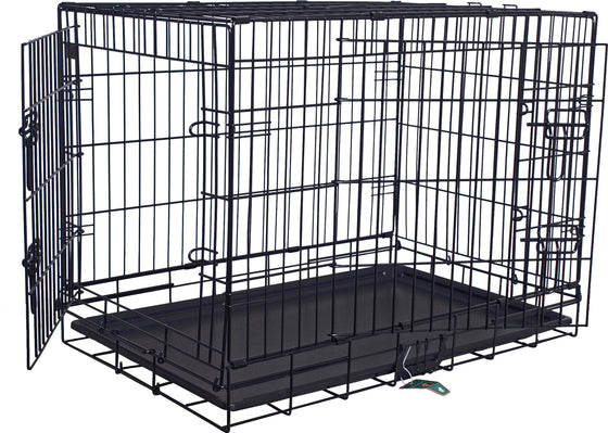 Boon draadkooi 2-deurs premium zwart met plastic lade, 91x55x65 cm.