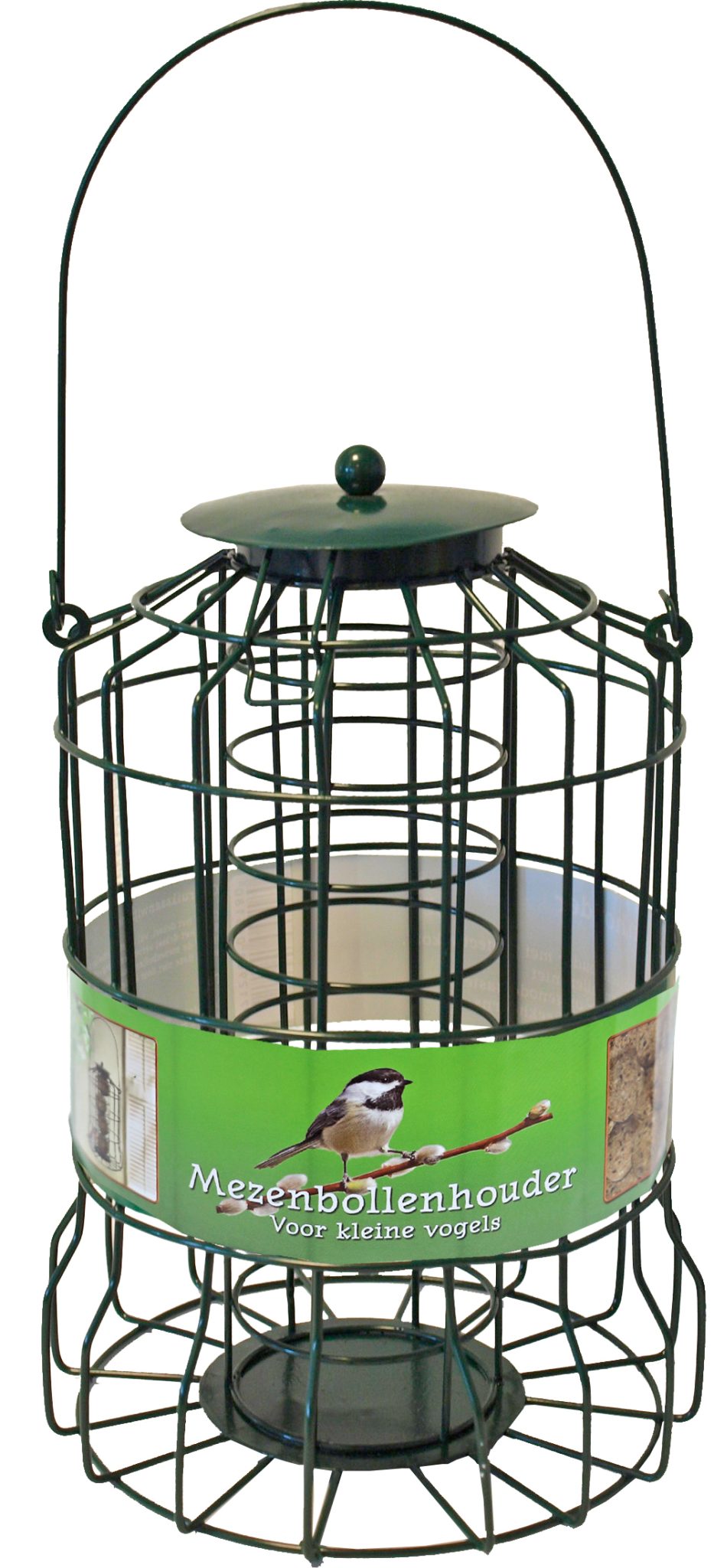 Boon mezenbolhouder metaal voor kleine vogels groen, 24x Ø 17 cm.