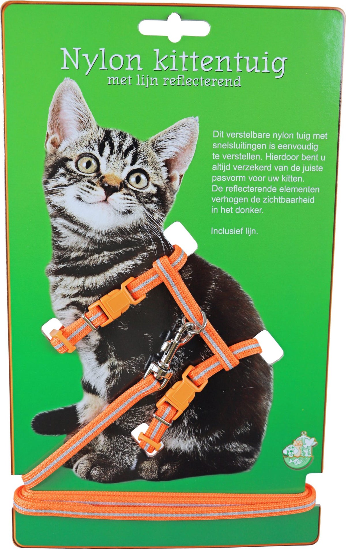 Boon kittentuig nylon met lijn neon, oranje reflecterend.