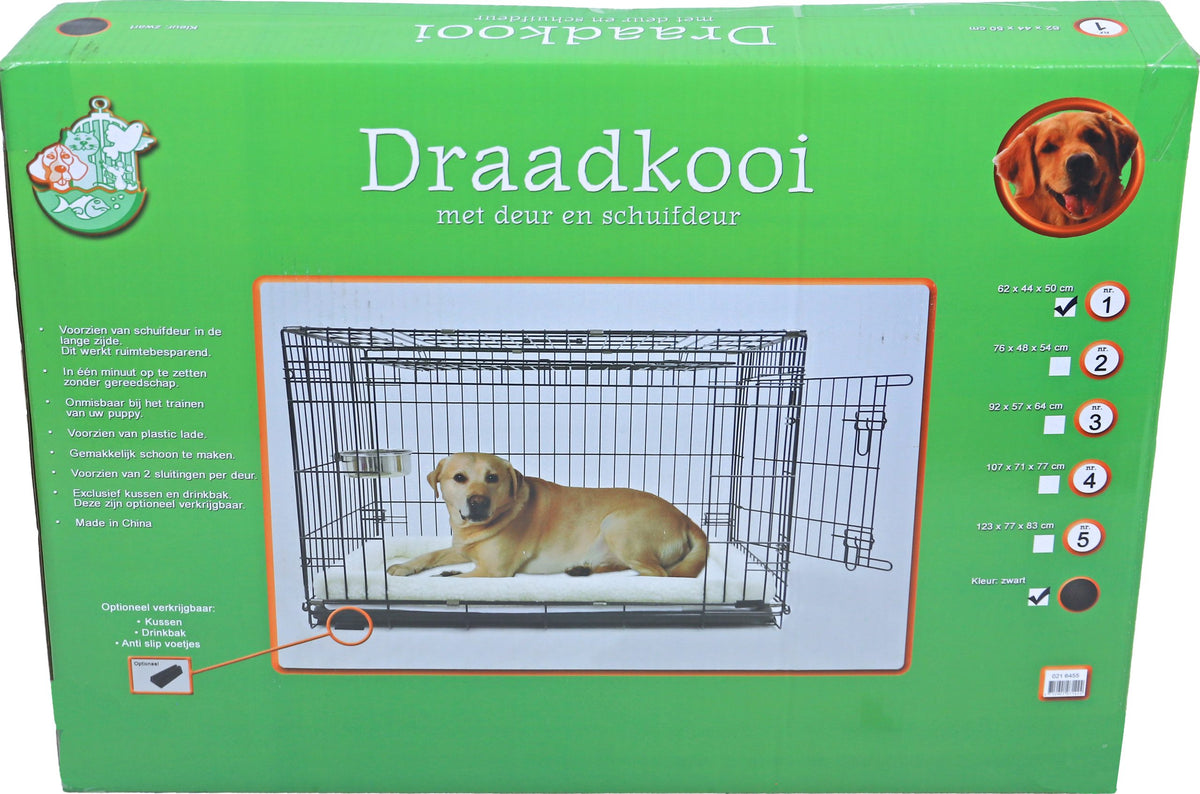 Boon draadkooi met deur en schuifdeur zwart, 61x43x48 cm. – afbeelding 2