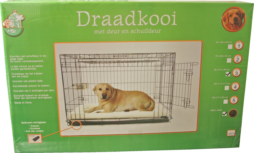 Boon draadkooi met deur en schuifdeur zwart, 91x56x63 cm. – afbeelding 2