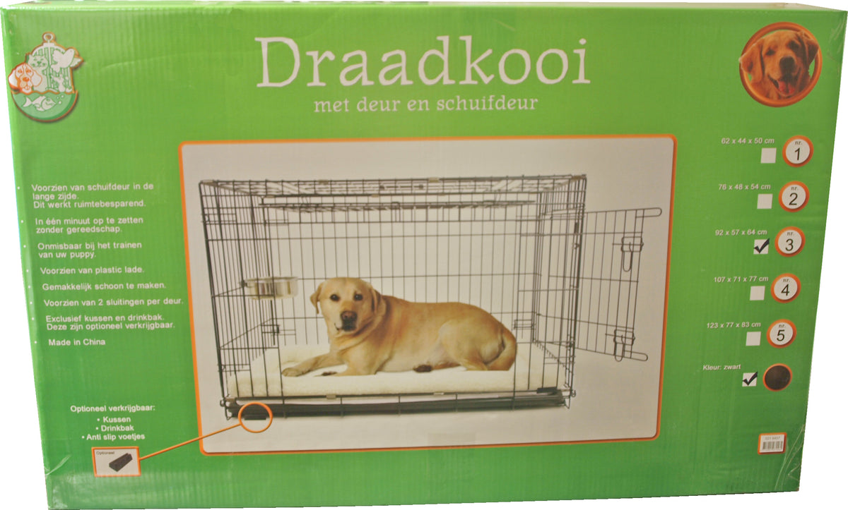 Boon draadkooi met deur en schuifdeur zwart, 91x56x63 cm. – afbeelding 2