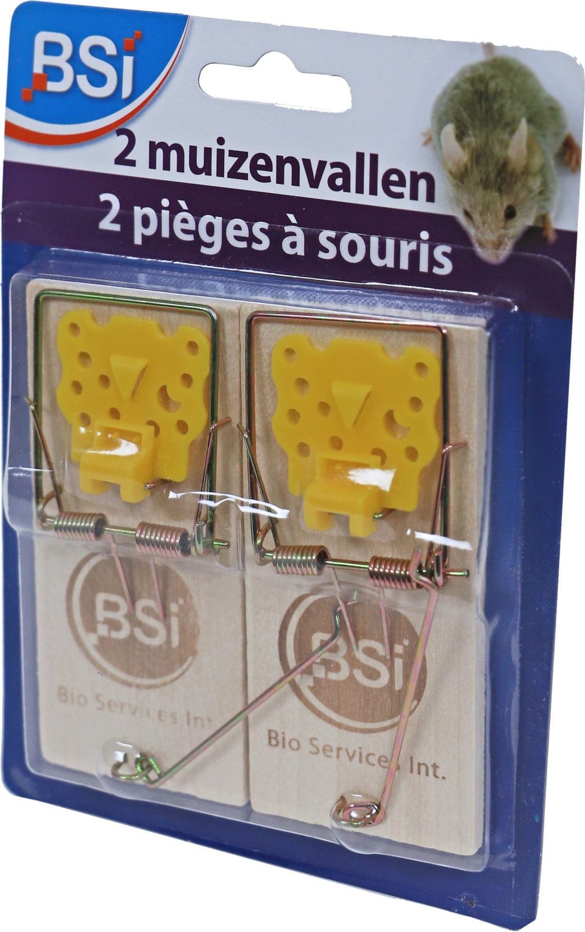 BSI muizenval hout met plastic aashouder, pak a 2 stuks.