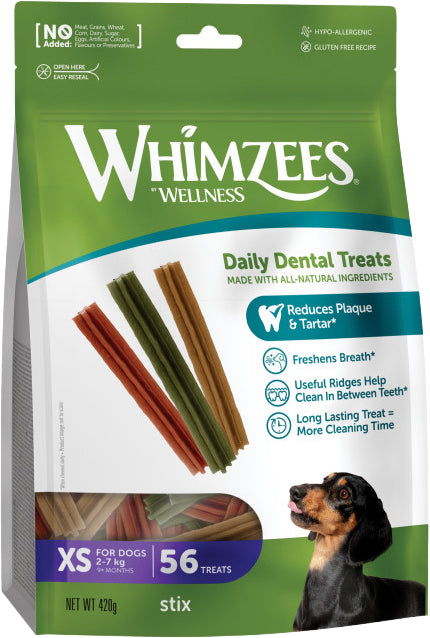 Whimzees stix assorti X-small, 56 stuks in valuebag.