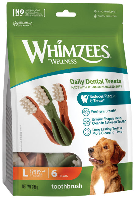 Whimzees toothbrush assorti large, 6 stuks in valuebag.