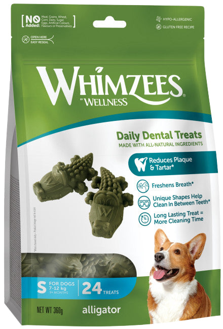 Whimzees alligator assorti small, 24 stuks in valuebag.