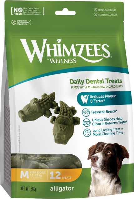 Whimzees alligator assorti medium, 12 stuks in valuebag.