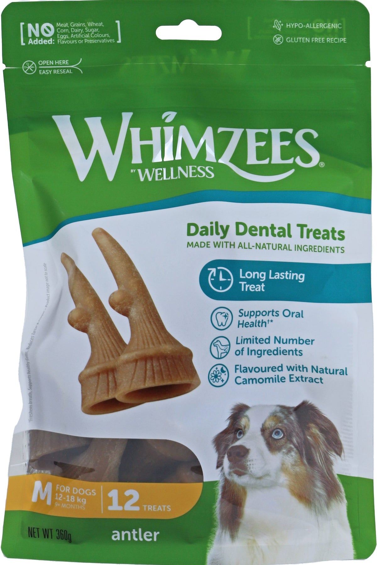 Whimzees antler medium, 12 stuks in valuebag.