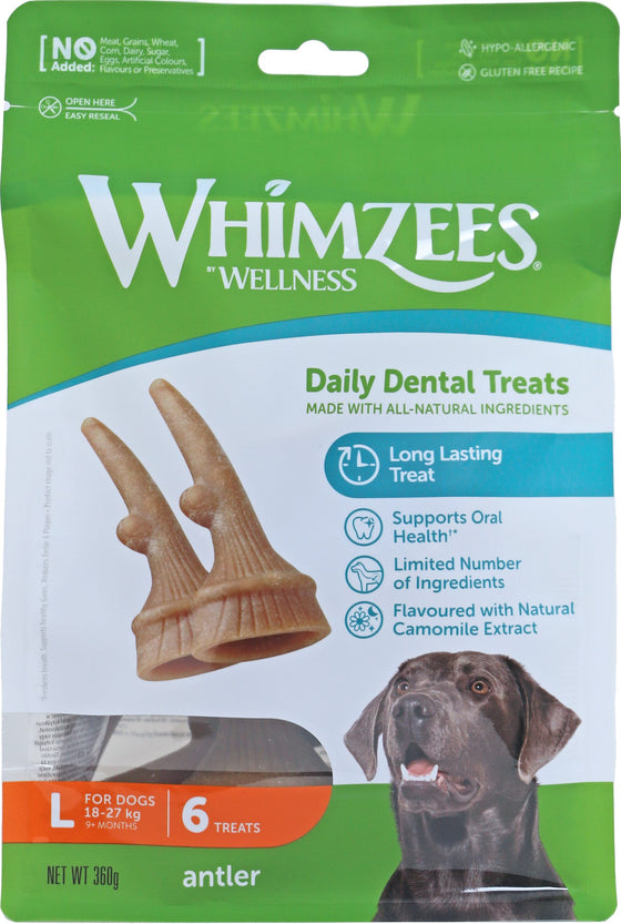 Whimzees antler large, 6 stuks in valuebag.