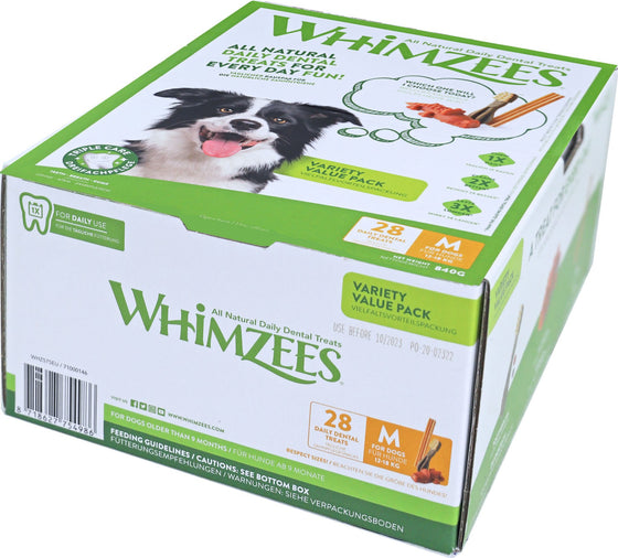 Whimzees variety medium, 28 stuks in valuebox.
