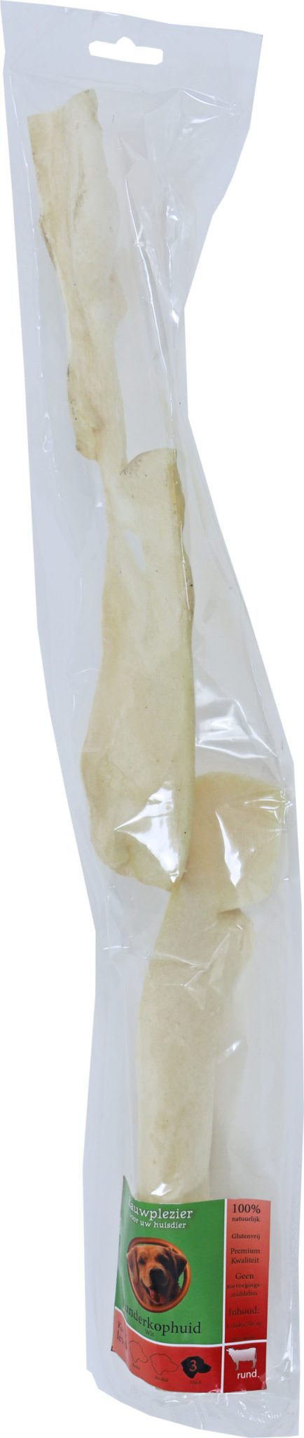 Boon Natuurlijke Snack rund, runderkophuid wit, zak a 50 cm.