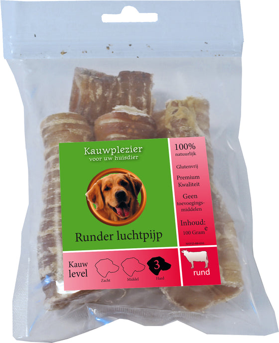 Boon Natuurlijke Snack rund, runder luchtpijp, zak a 100 gram.