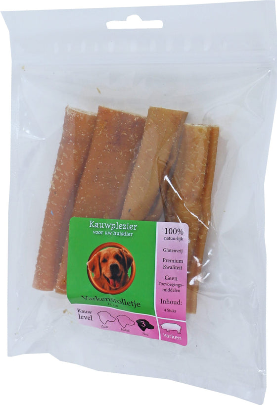 Boon Natuurlijke Snack varken, varkensrolletjes 12 cm, zak a 4 stuks.