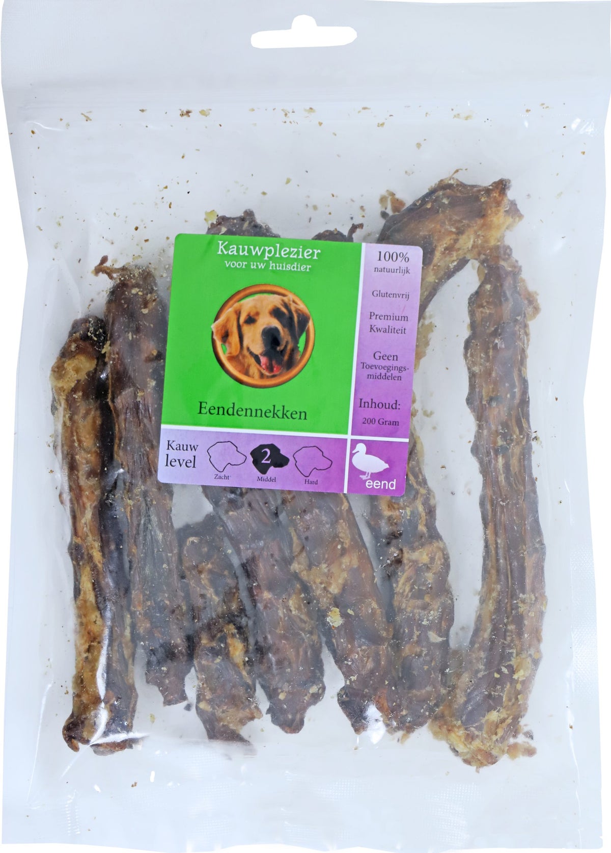 Boon Natuurlijke Snack eend, eendennekken, 200 gram in zak.