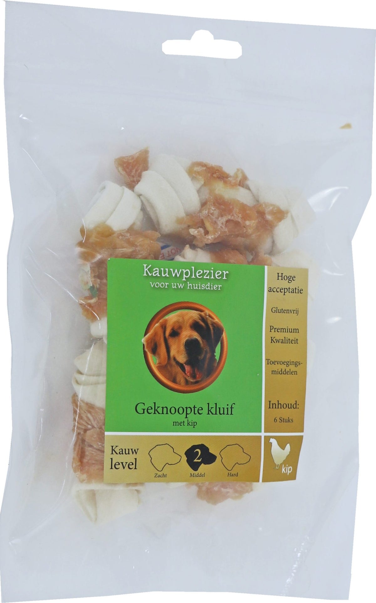 Boon Natuurlijke Snack kip, geknoopte kluif met kip 7 cm, zak a 6 stuks.