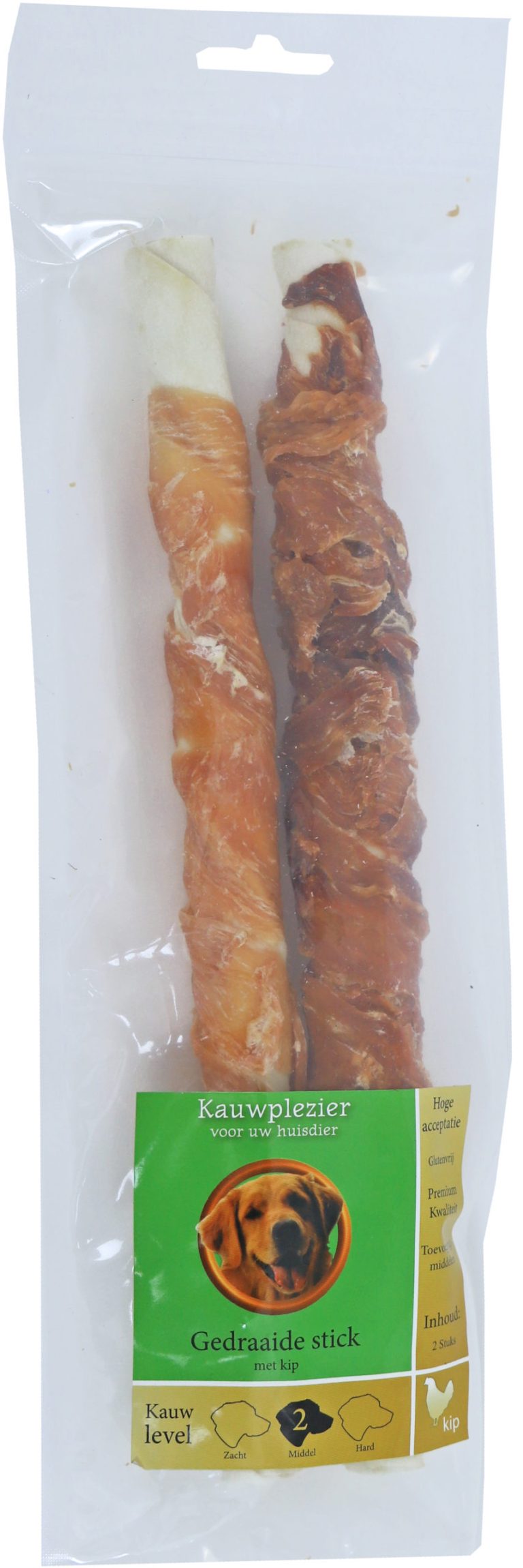 Boon Natuurlijke Snack kip, gedraaide stick met kip 28 cm, zak 2 stuks.