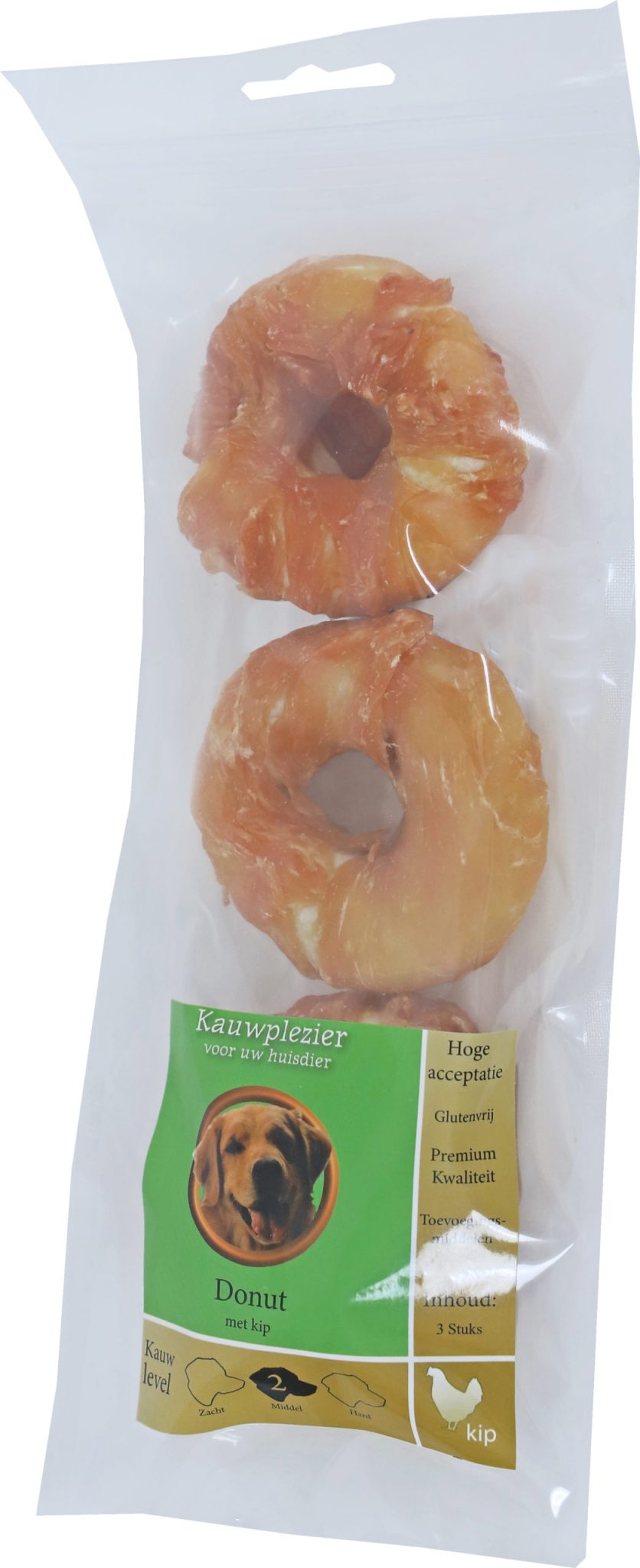 Boon Natuurlijke Snack kip, donut met kip 7 cm, zak a 3 stuks.