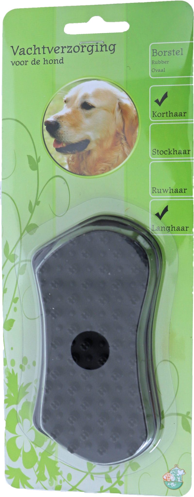 Boon vachtverzorging hond borstel rubber ovaal zwart.