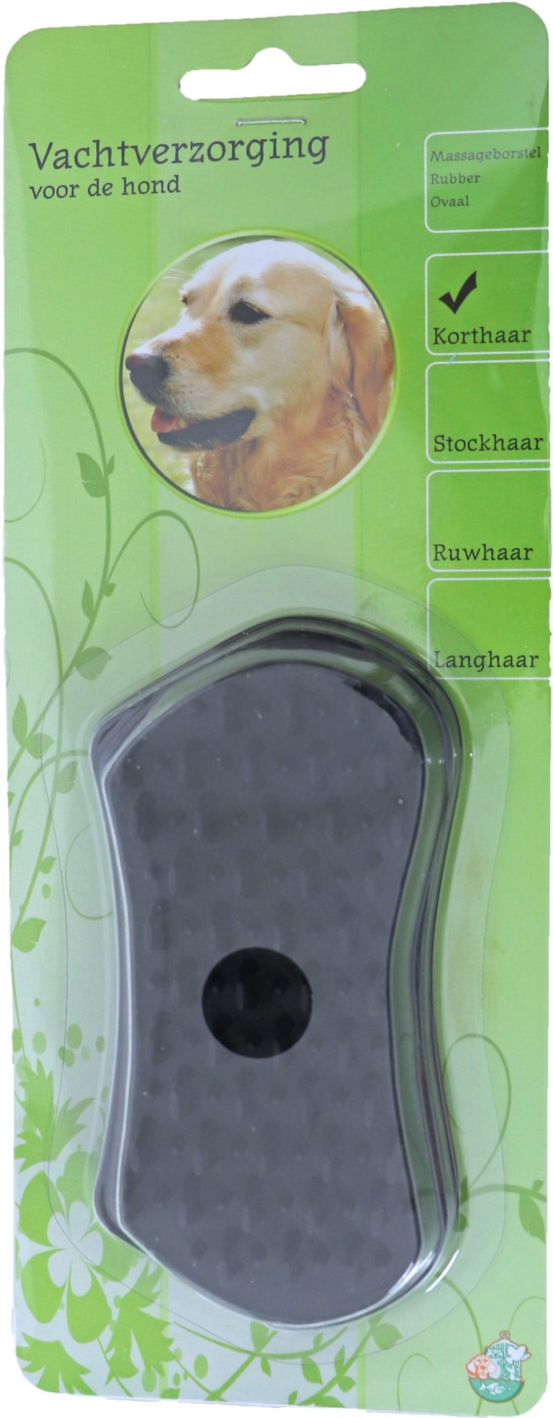 Boon vachtverzorging hond massage borstel rubber ovaal zwart.