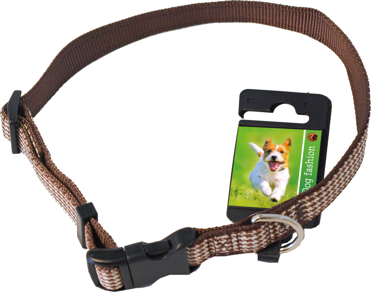 Boon Dog fashion halsband nylon verstelbaar 20 mm x 45-60 cm, ruit bruin.
