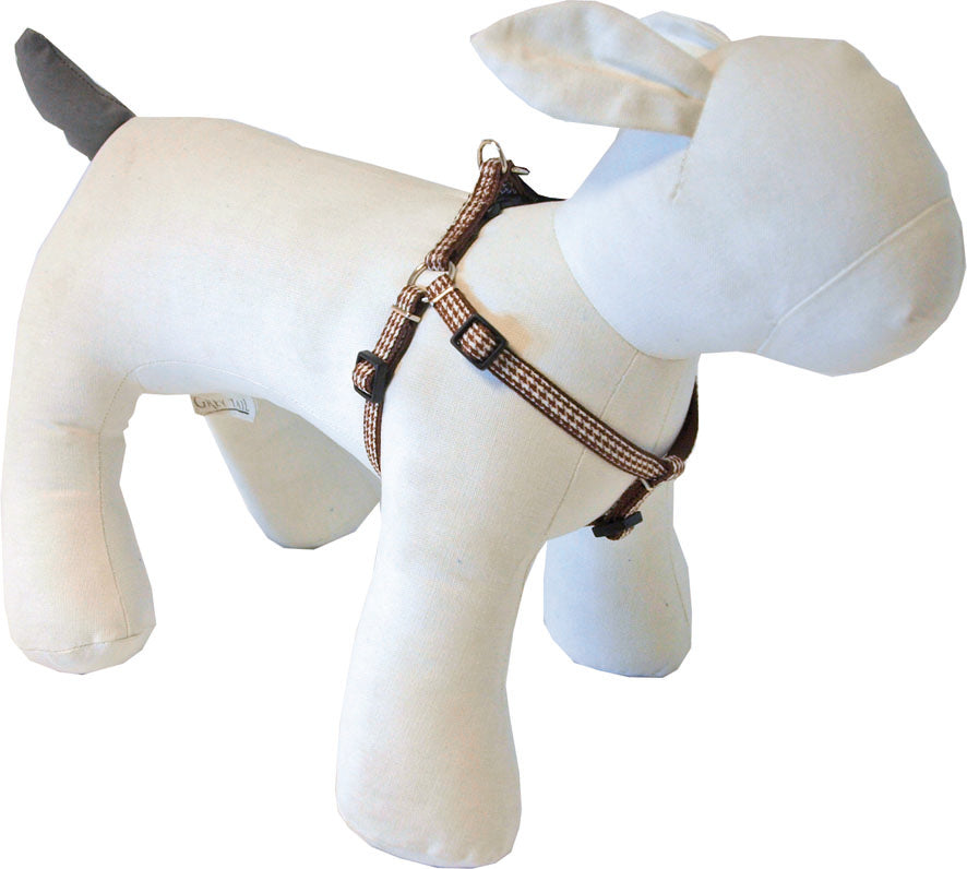 Boon Dog fashion halsband nylon verstelbaar 20 mm x 45-60 cm, ruit bruin.