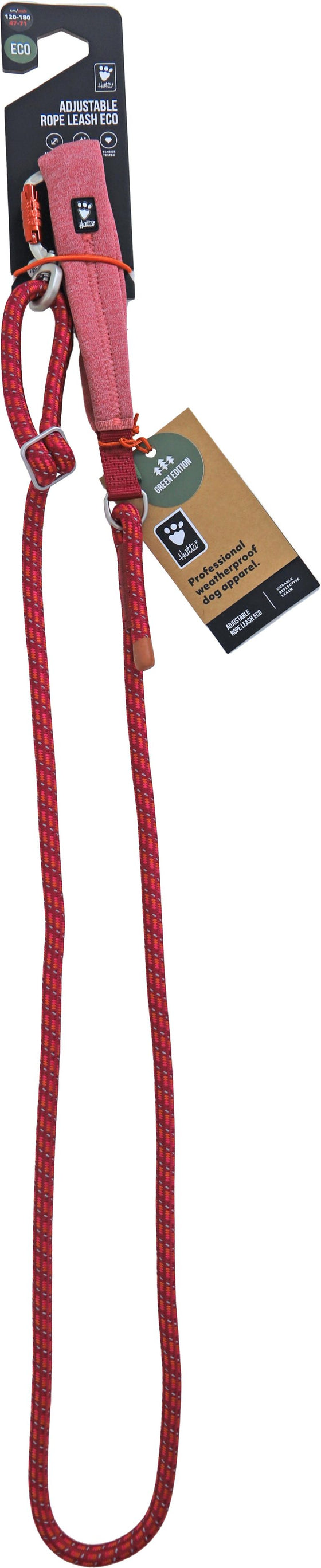 Hurtta Adjustable leash rope eco beetroot, 1.1/120-180 cm. 934207