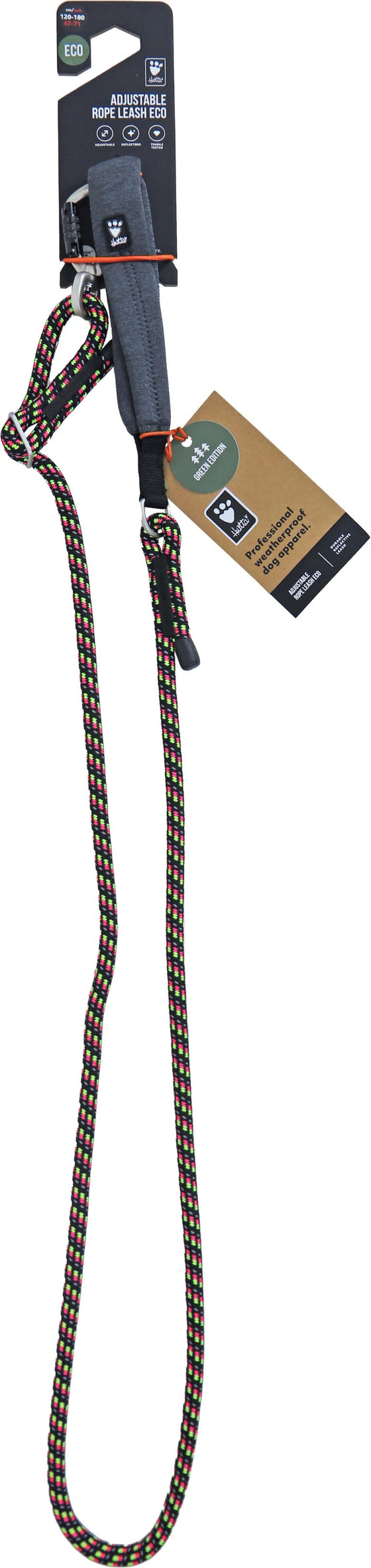 Hurtta Adjustable leash rope eco neon licorice, 1.1/120-180 cm. 934210