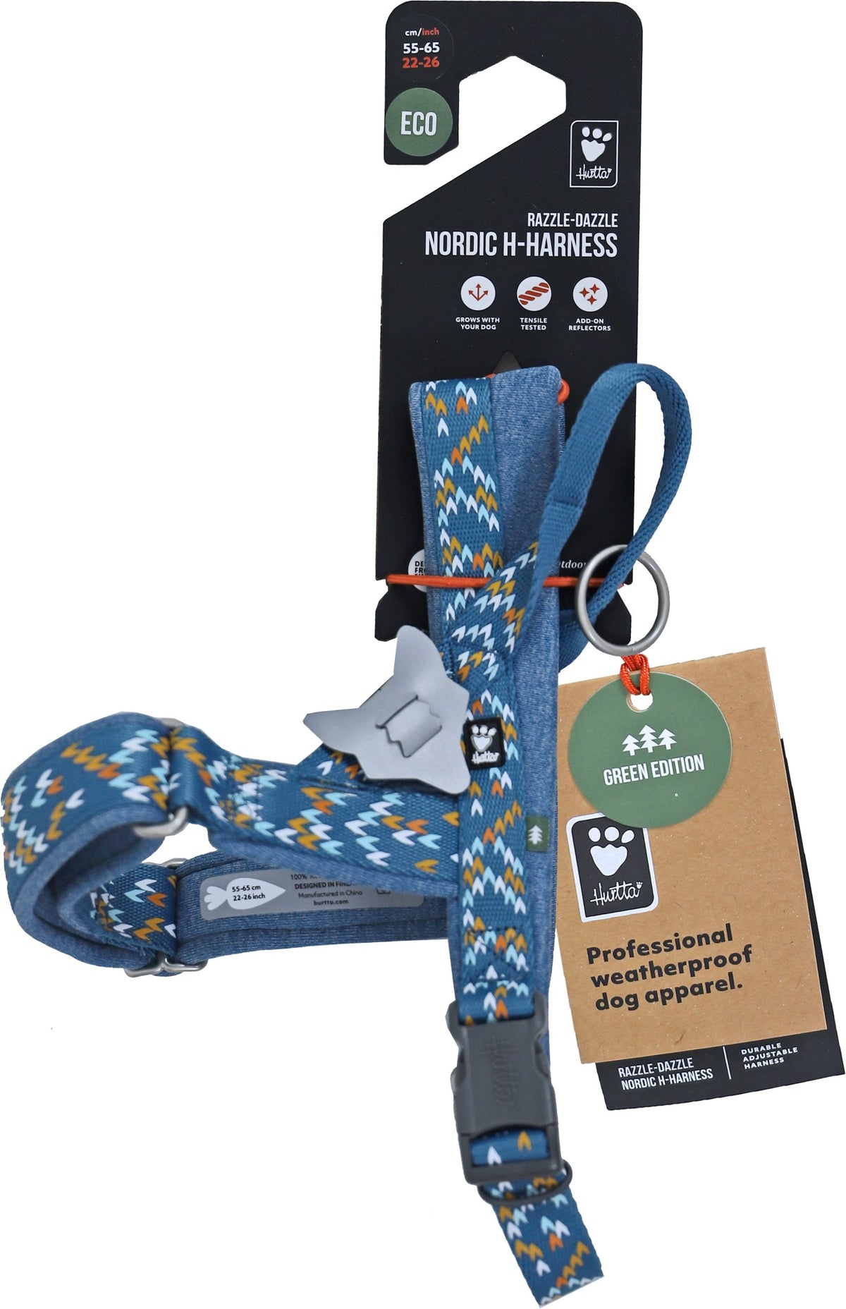 Hurtta Razzle Dazzle H-harness bilberry, 55-65 cm. 933924